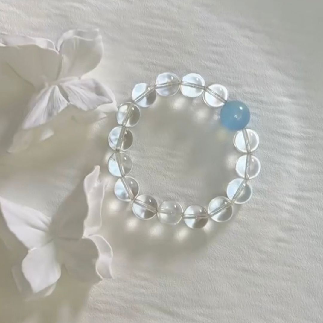 水晶×アクアマリン 天然石ブレスレット|12mm・14mm
