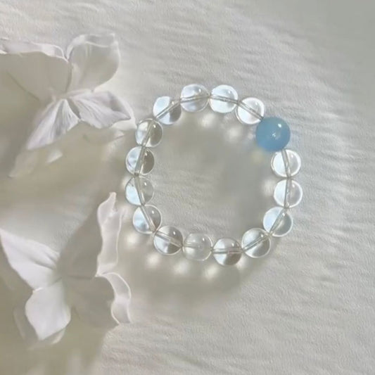水晶×アクアマリン 天然石ブレスレット|12mm・14mm
