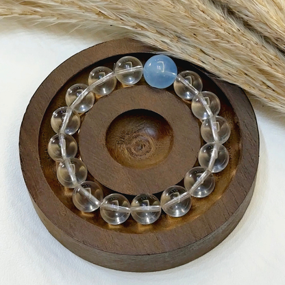 水晶×アクアマリン 天然石ブレスレット｜12mm・14mm